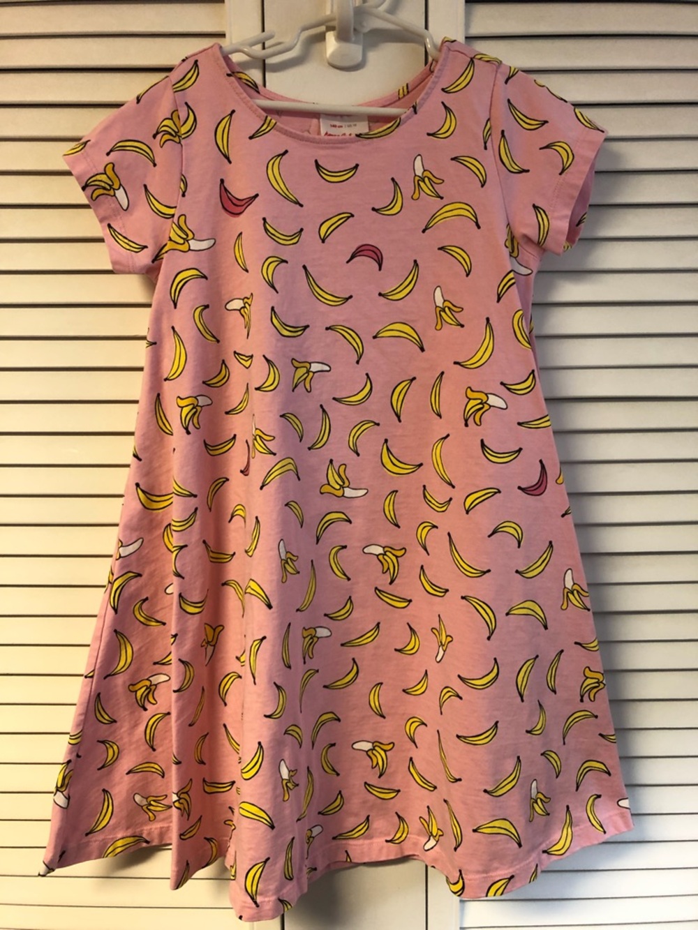 Hanna Andersson size 140 10 Pink Banana-Print A-Line Dress